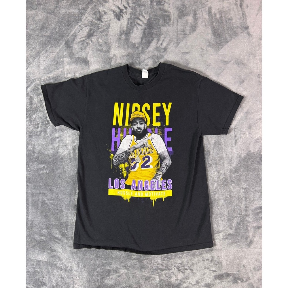 Nipsey Hussle‎ Los Angeles Lakers T-Shirt Men's Black Fruit of the Loom